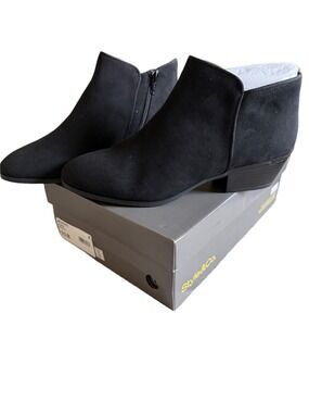 Style & Co Wileyy Ankle Booties Black Almond Toe Low Heel Zip NWB Size 9.5